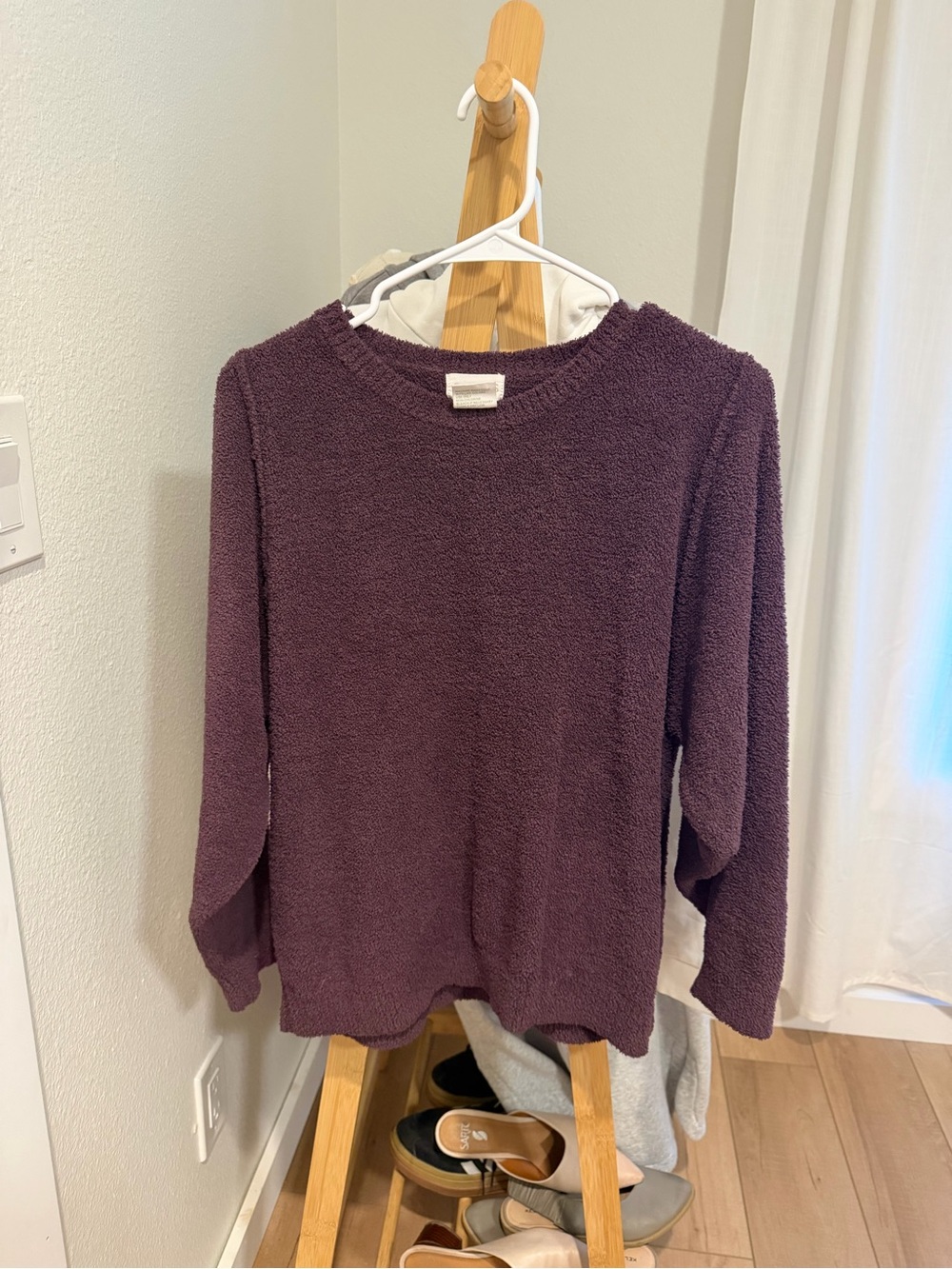 Plush Crewneck Lounge Top in Deep Plum